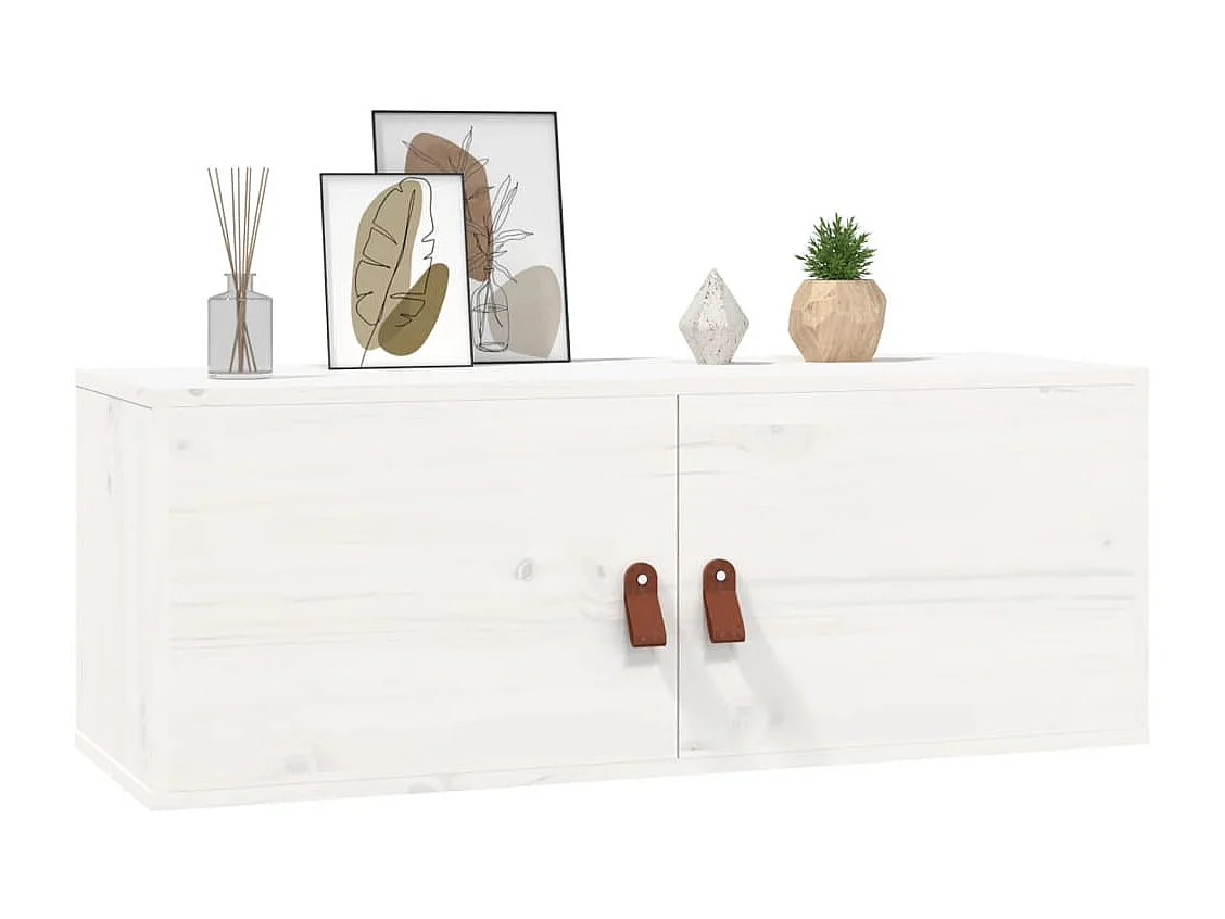 Armario de pared de madera maciza de pino blanco 80x30x30 cm