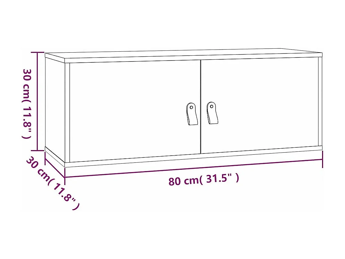 Armoire murale Blanc 80x30x30 cm Bois de pin massif