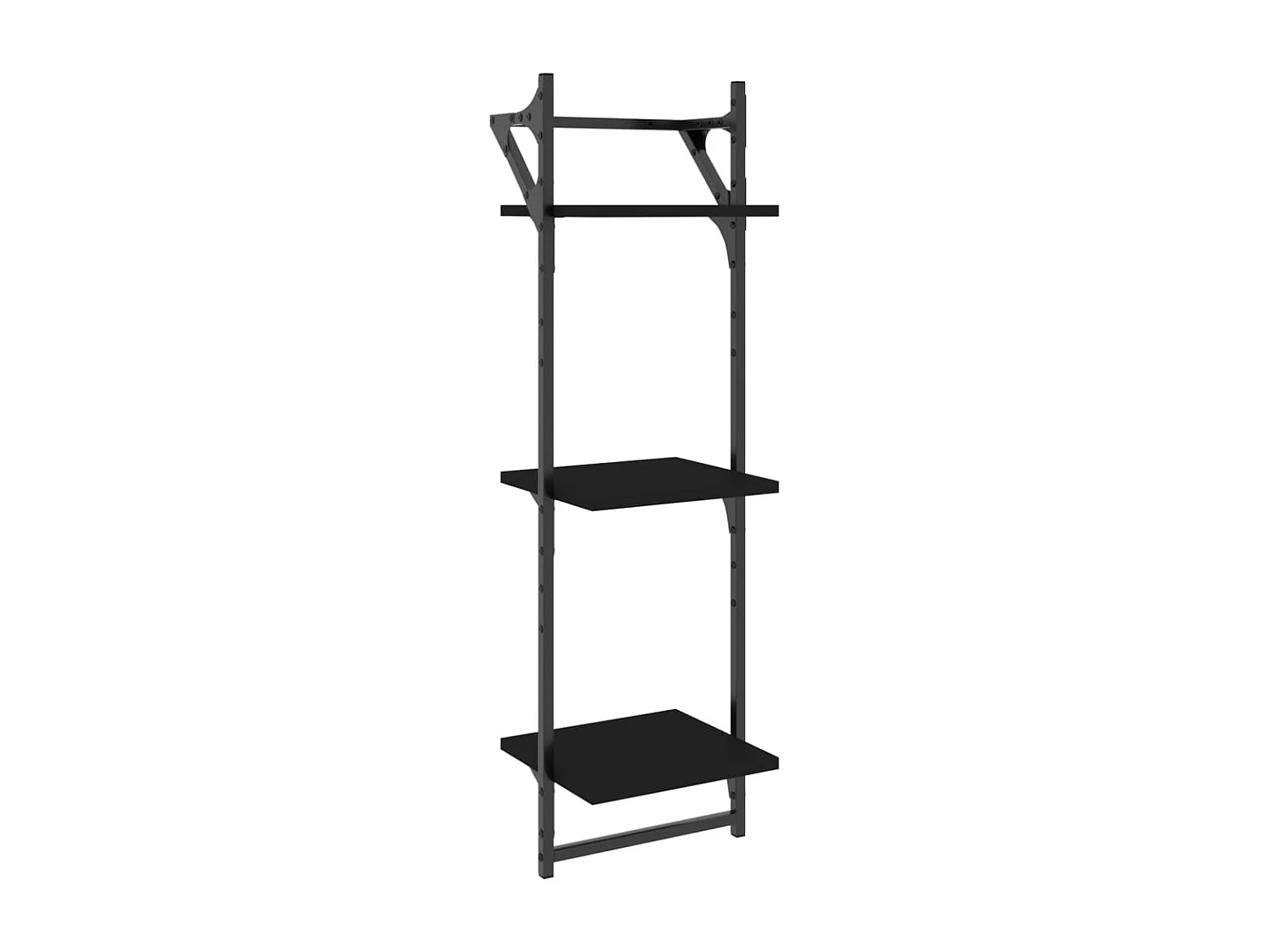 Mensole a Muro con Aste 3 Livelli 2pz Nere 30x25x100 cm