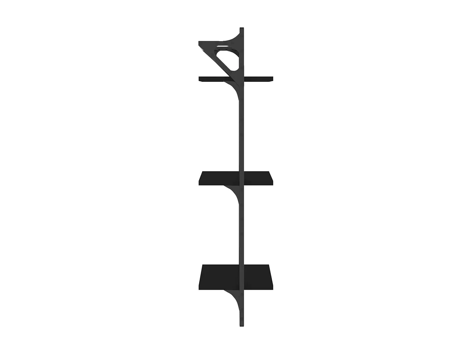 Mensole a Muro con Aste 3 Livelli 2pz Nere 30x25x100 cm
