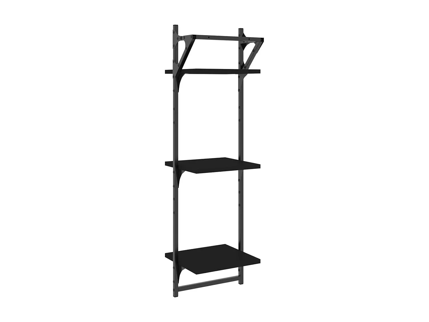 Mensole a Muro con Aste 3 Livelli 2pz Nere 30x25x100 cm