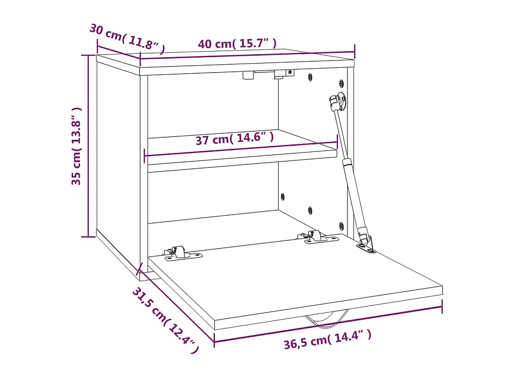 Wandschrank Honigbraun 40x30x35 cm Massivholz Kiefer