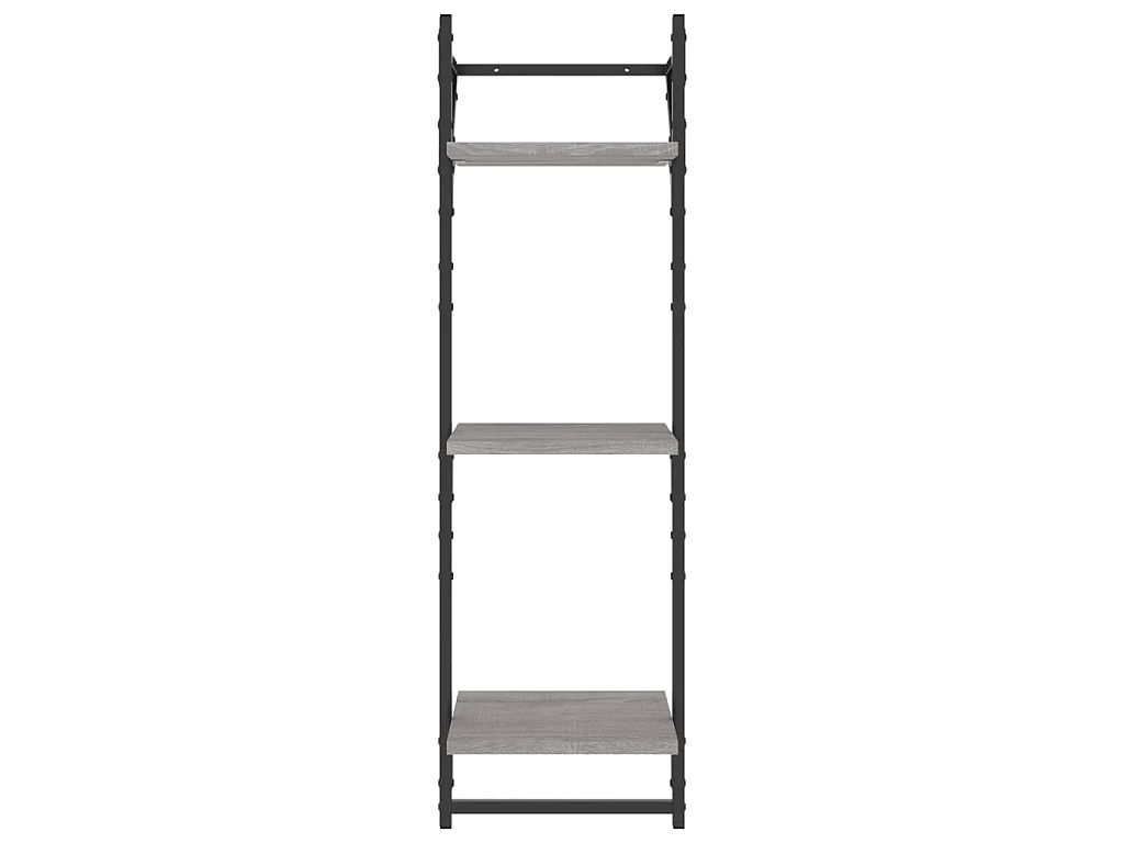 Étagères murales à 3 niveaux avec barres 2 pcs sonoma gris