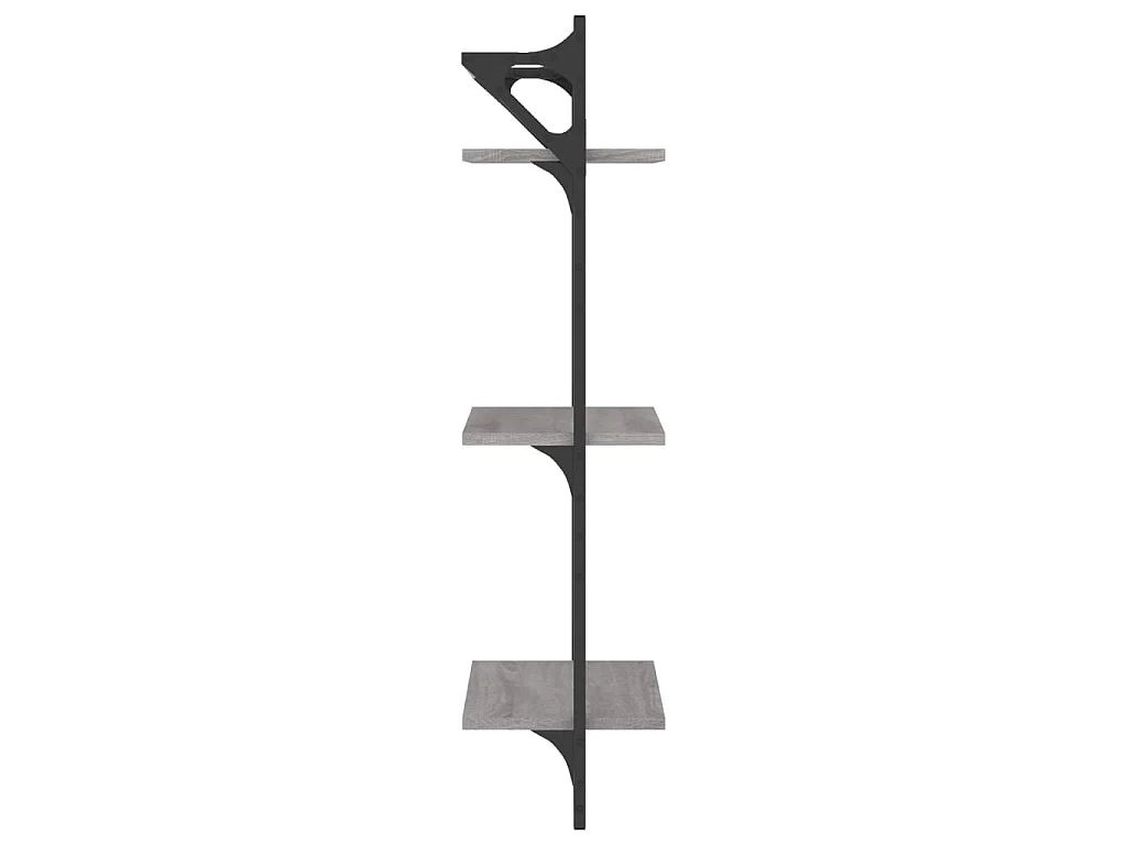 Étagères murales à 3 niveaux avec barres 2 pcs sonoma gris
