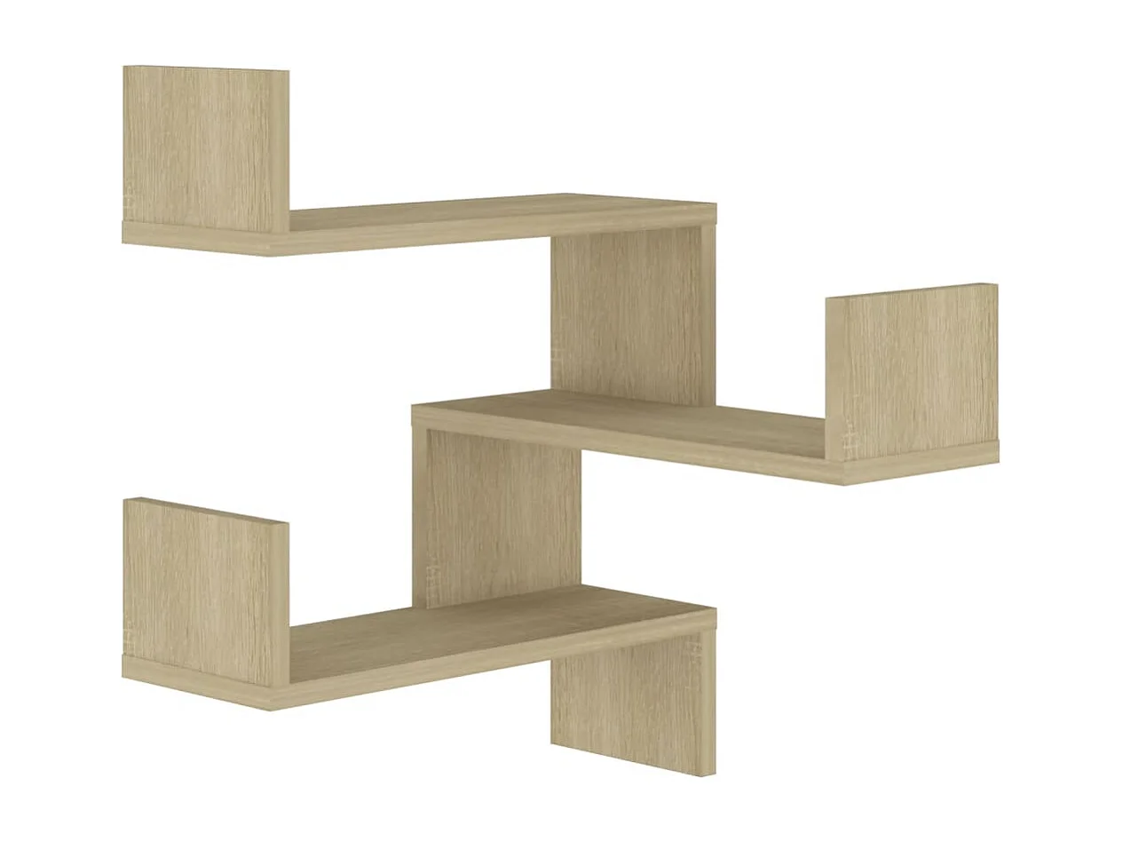 Étagères murales d'angle 2 pcs Chêne sonoma Bois d’ingénierie