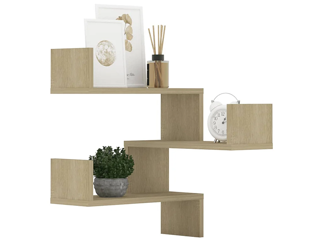 Hoekwandschapen 2 st 40x40x50 cm bewerkt hout sonoma eikenkleur