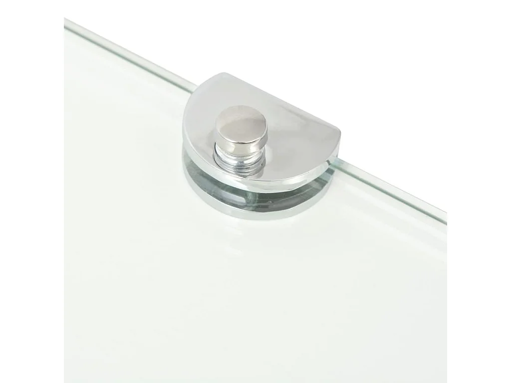 Prateleiras canto 2 pcs suportes cromados 25x25cm vidro transp.