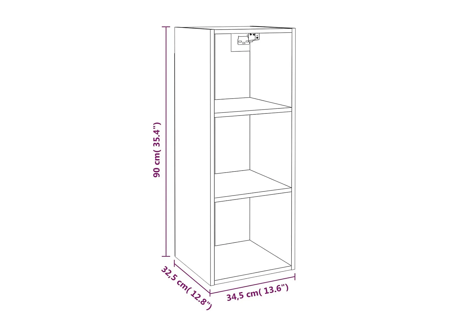 Mobile a Parete Bianco Lucido 34,5x32,5x90 cm Legno Multistrato