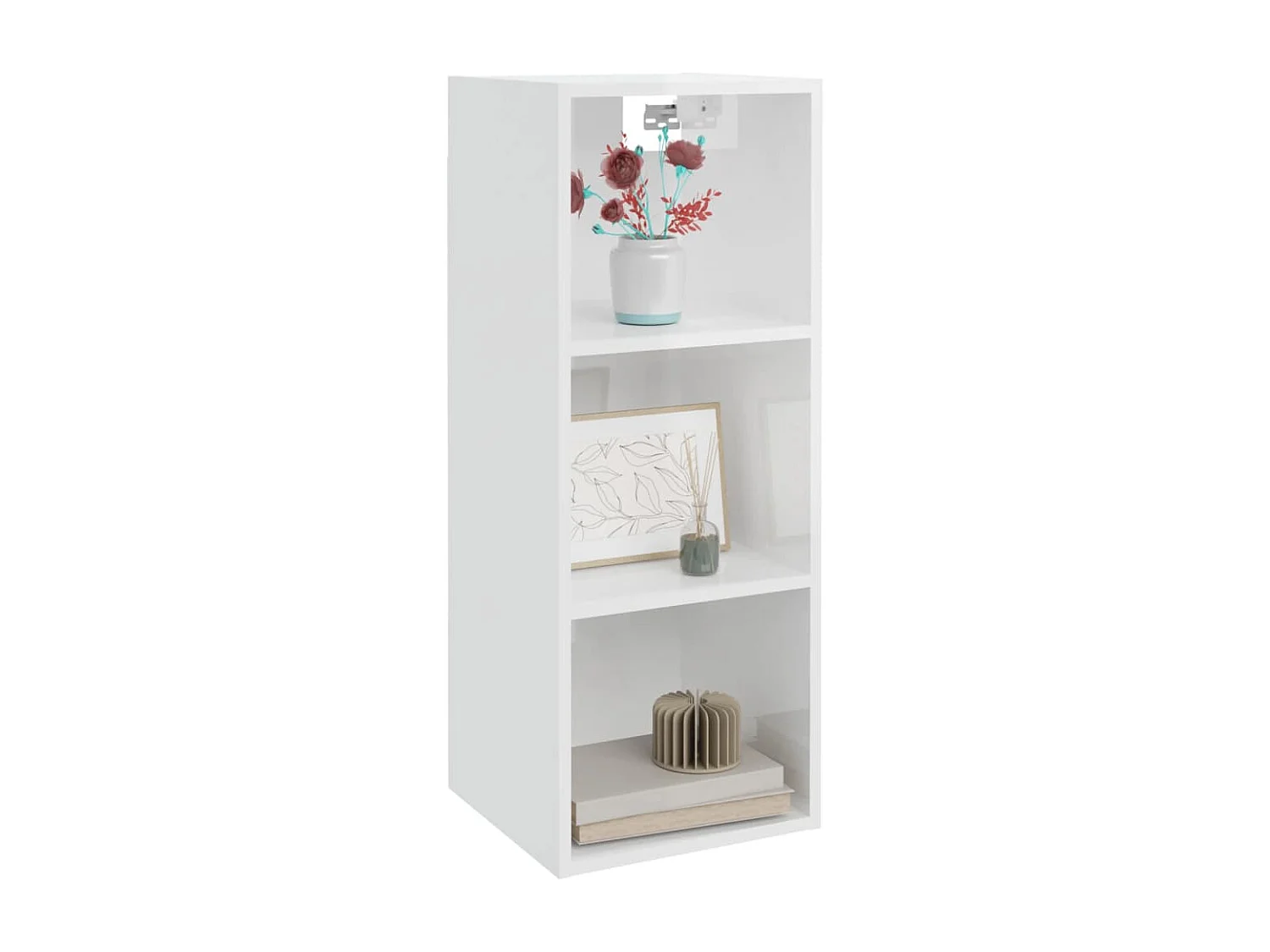 Mobile a Parete Bianco Lucido 34,5x32,5x90 cm Legno Multistrato