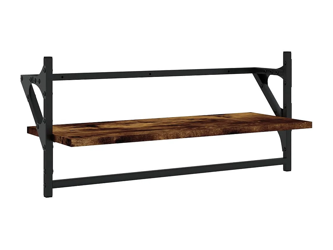 Prateleiras de parede c/ barras 2pcs 65x25x30cm carvalho fumado