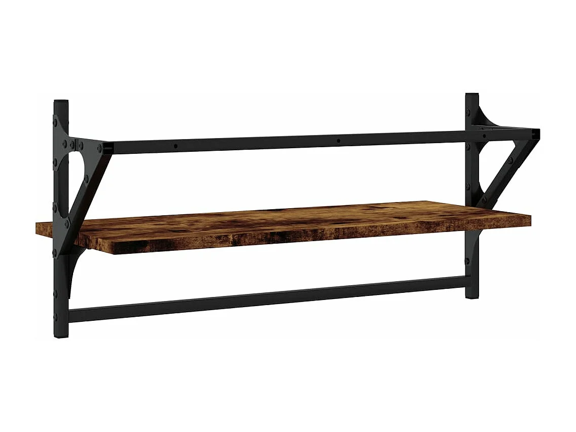 Prateleiras de parede c/ barras 2pcs 65x25x30cm carvalho fumado