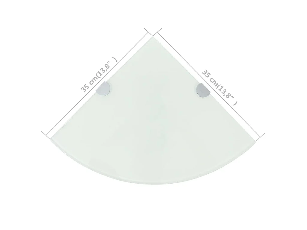 Scaffale Angolare con Supporto in Cristallo Vetro Bianco 35x35 cm