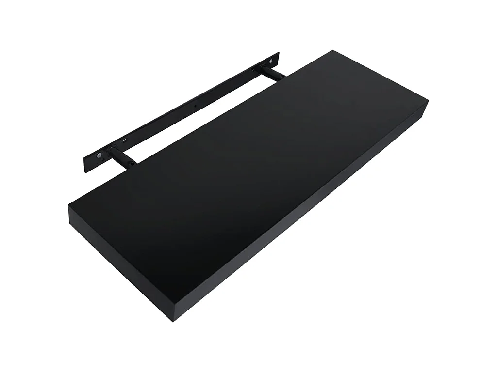 Wandschappen zwevend 2 st 60x20x3,8 cm zwart