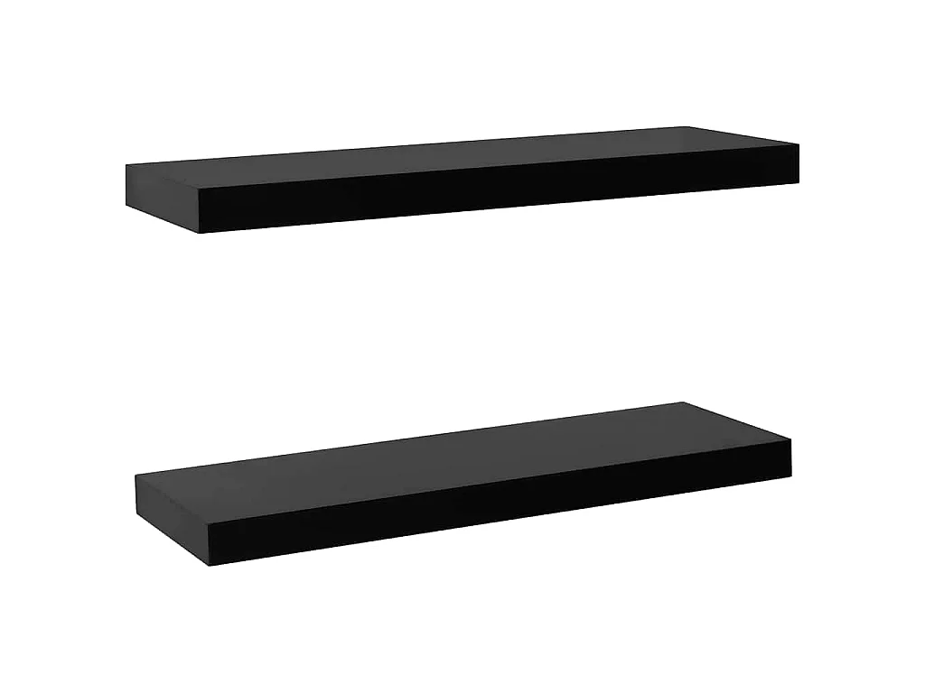Wandschappen zwevend 2 st 60x20x3,8 cm zwart
