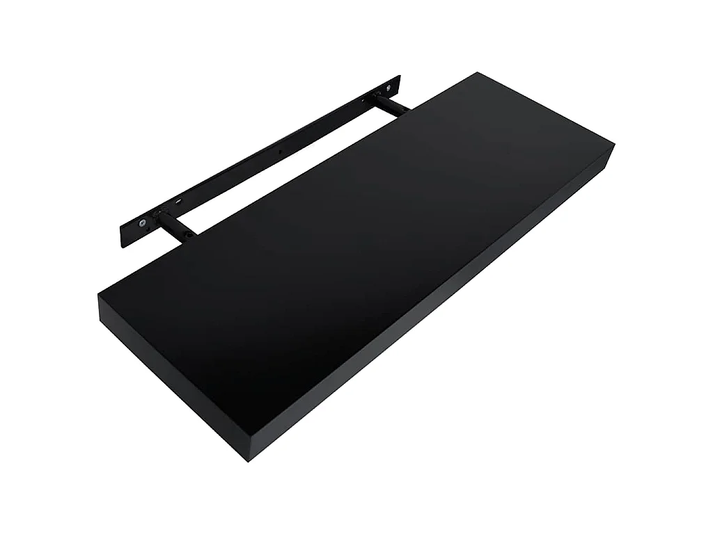Wandschappen zwevend 2 st 60x20x3,8 cm zwart