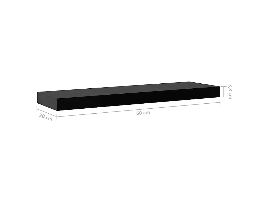 Wandschappen zwevend 2 st 60x20x3,8 cm zwart