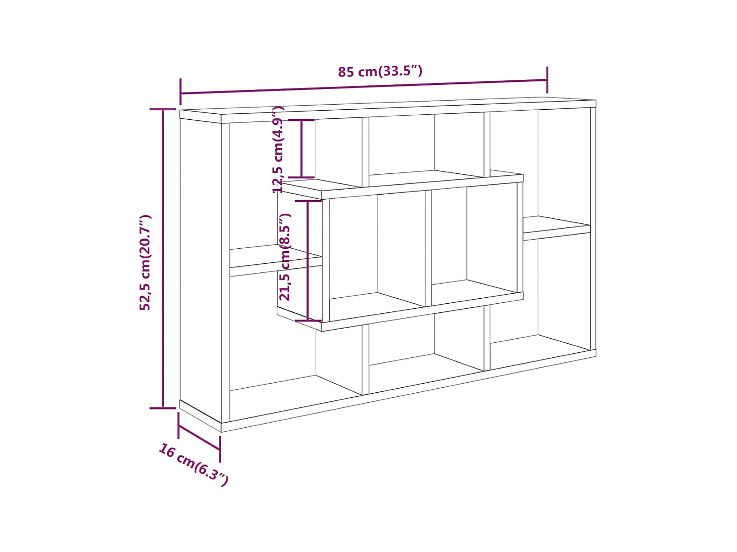 Wandschap 85x16x52,5 cm bewerkt hout gerookt eikenkleurig