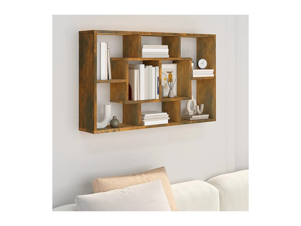 Étagère murale Chêne fumé 85x16x52,5 cm Bois d'ingénierie