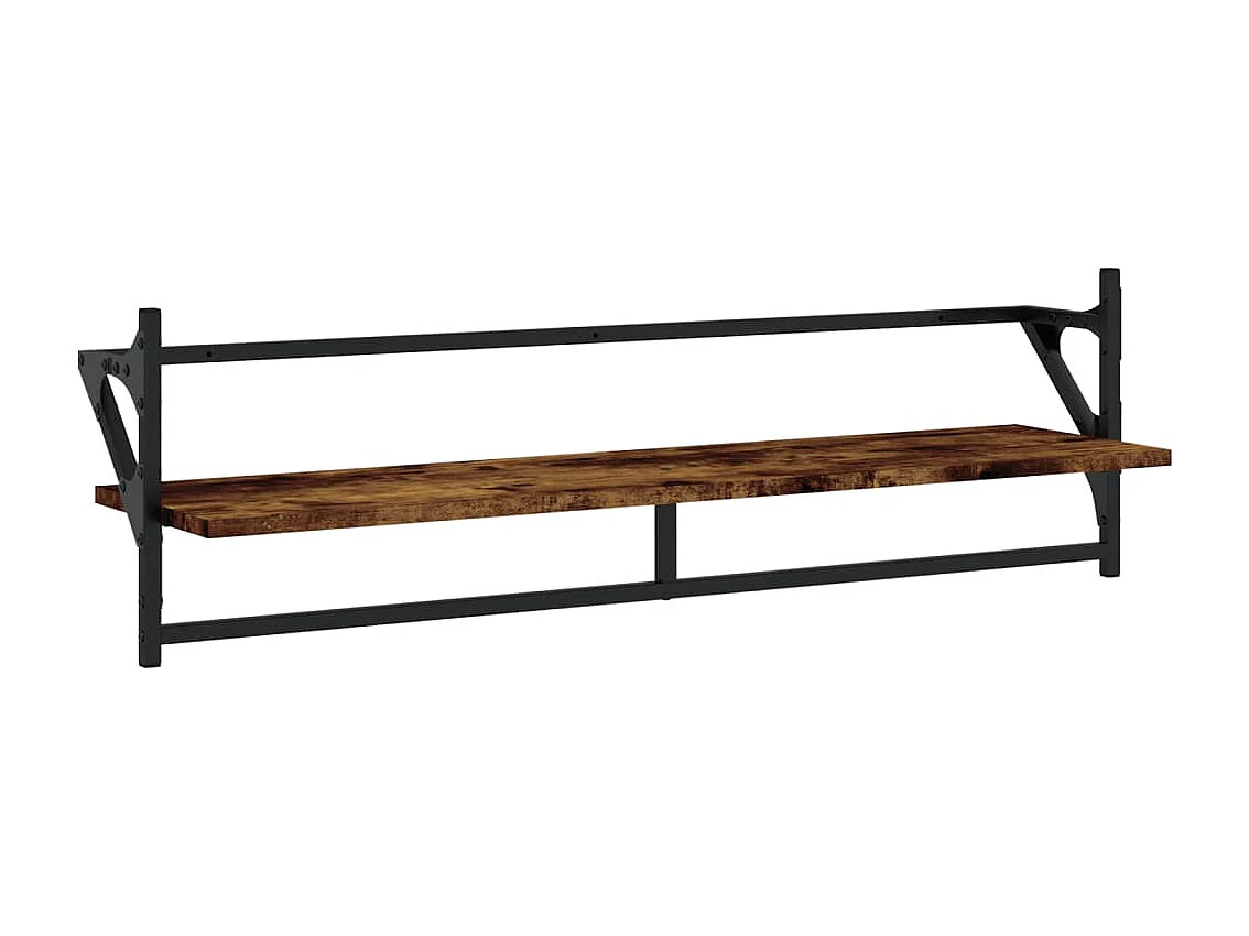 Ensemble d'étagères murales avec barres 6 pcs chêne fumé