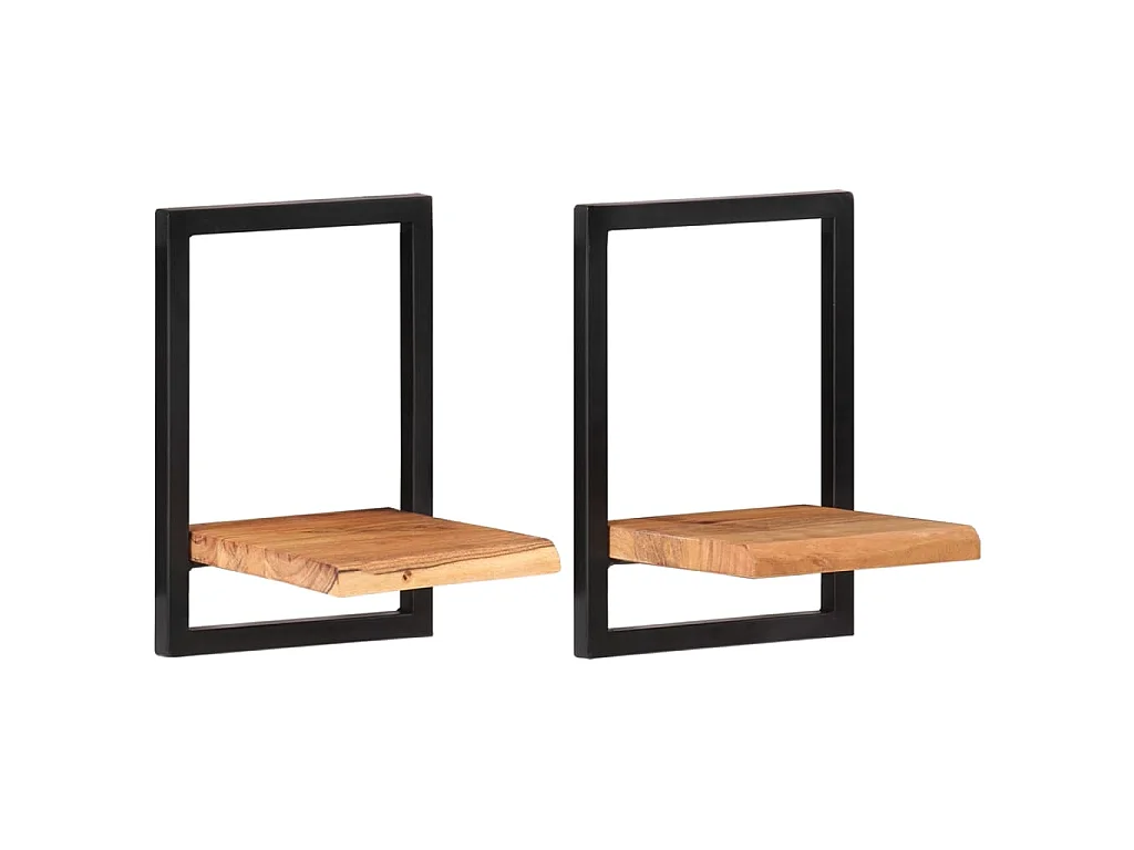 Étagères murales 2 pcs 25x25x35 cm Bois d'acacia et acier
