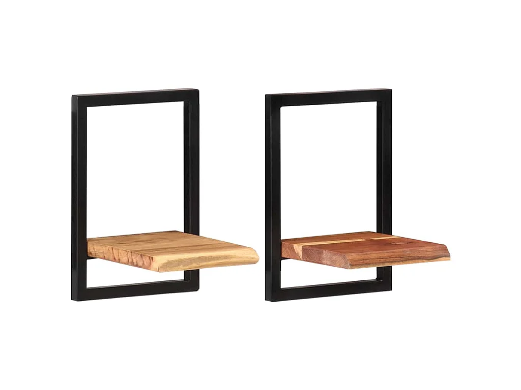 Étagères murales 2 pcs 25x25x35 cm Bois d'acacia et acier