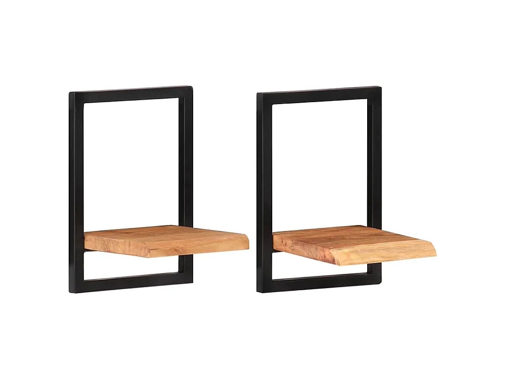 Étagères murales 2 pcs 25x25x35 cm Bois d'acacia et acier