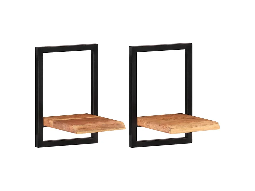 Étagères murales 2 pcs 25x25x35 cm Bois d'acacia et acier