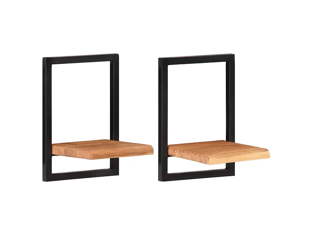 Étagères murales 2 pcs 25x25x35 cm Bois d'acacia et acier