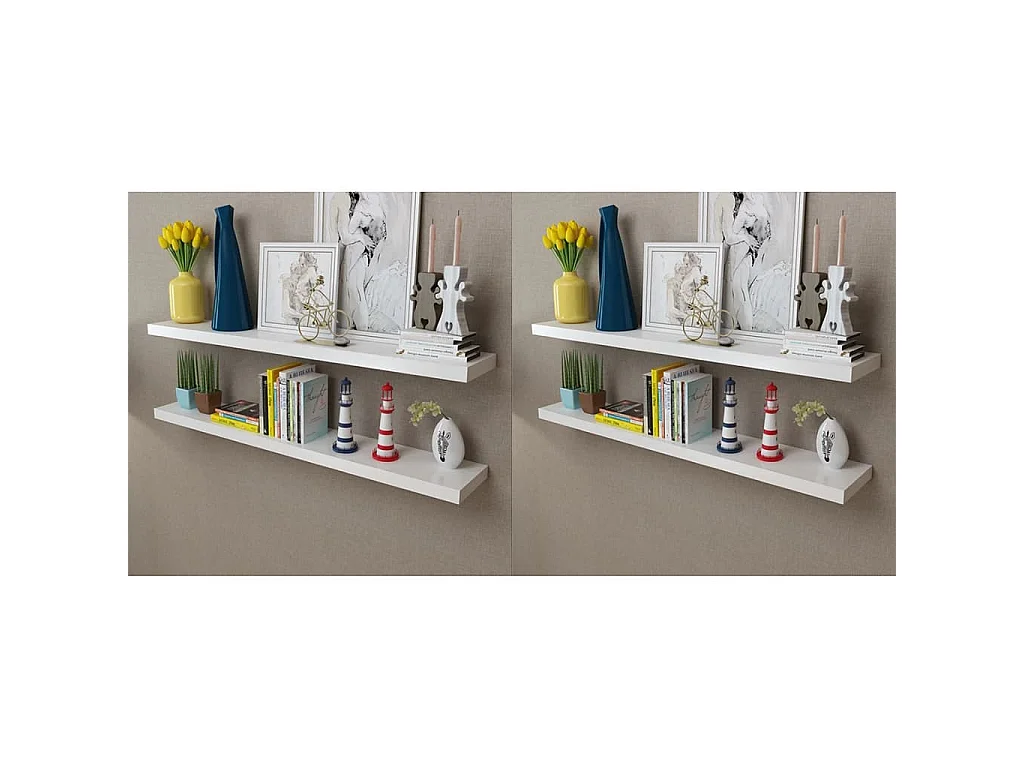 Mensole a Parete 4 pz Bianco 120 cm