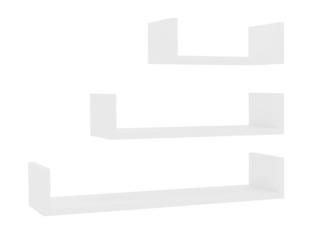 Étagères murales 3 pcs Blanc Bois d'ingénierie
