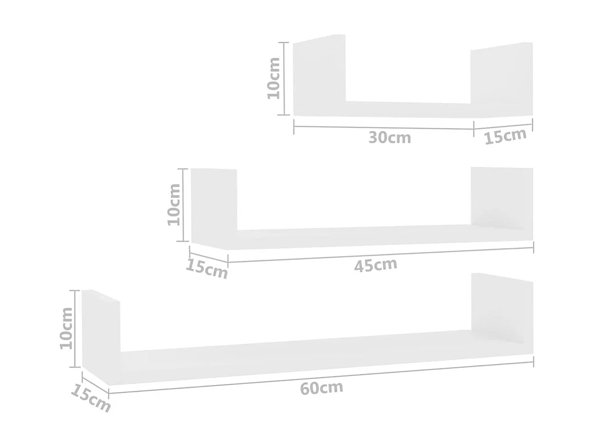 Wandregal 3 Stk. Weiß Holzwerkstoff