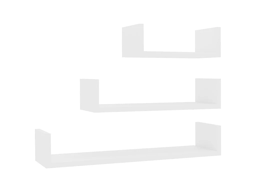 Estante de pared 3 piezas madera contrachapada blanco