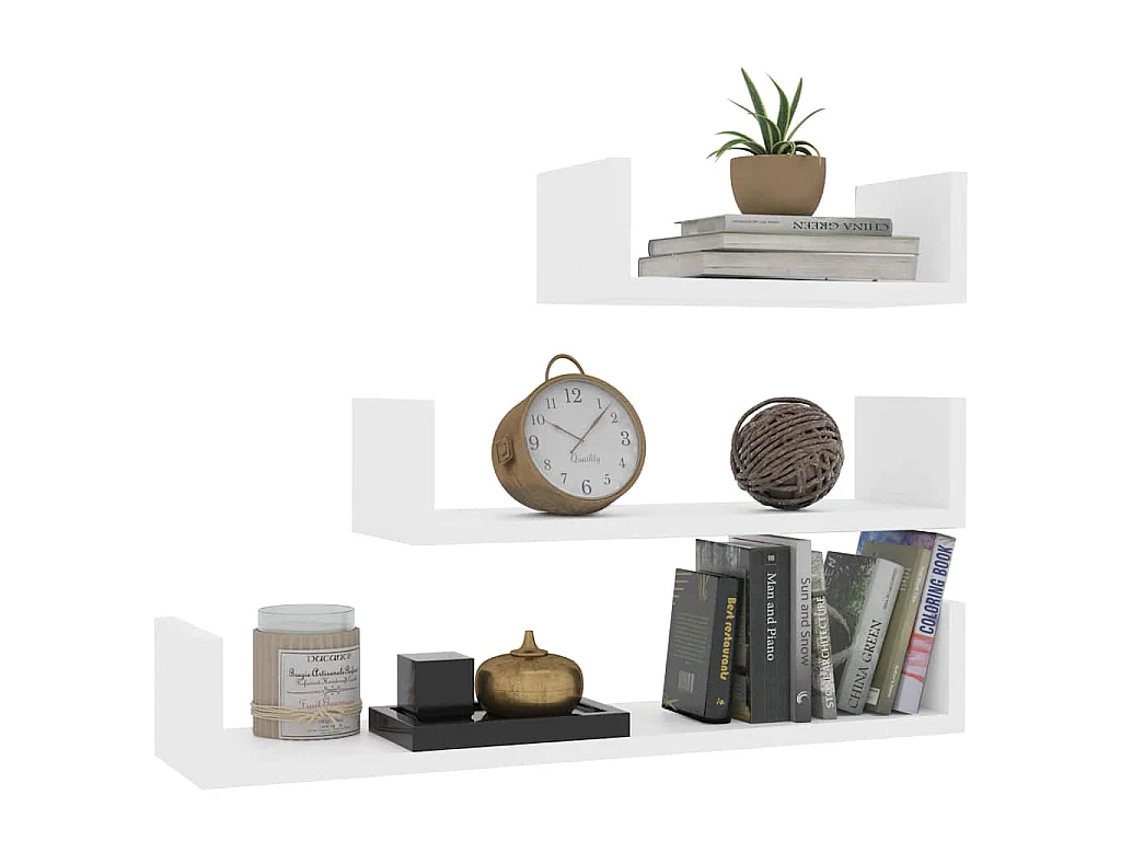 Étagères murales 3 pcs Blanc Bois d'ingénierie