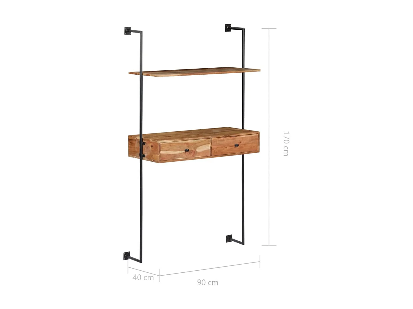 Bureau mural 90x40x170 cm Bois d'acacia solide