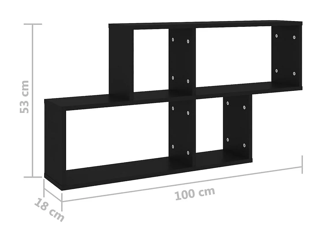 Étagère murale Noir 100x18x53 cm Bois d’ingénierie