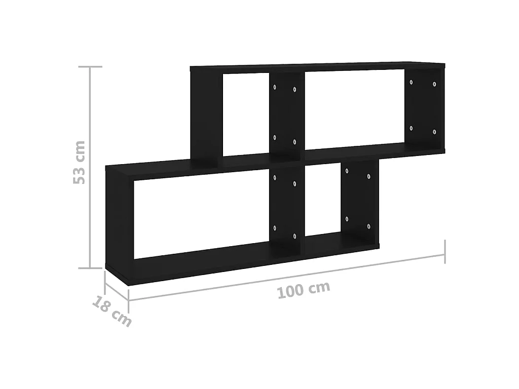 Wandregal Schwarz 100x18x53 cm Holzwerkstoff