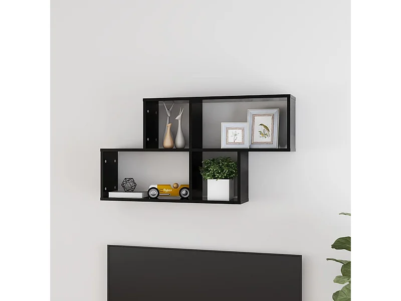 Estante de pared madera contrachapada negro 100x18x53 cm