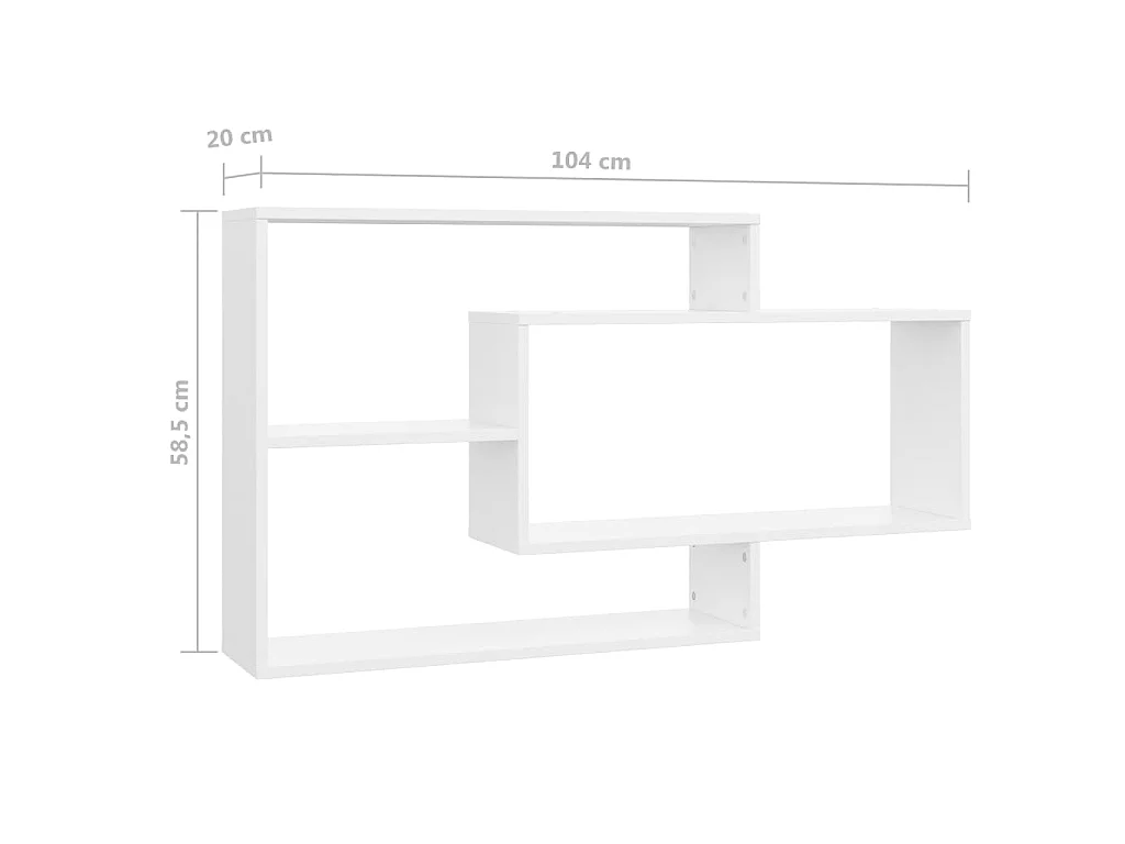 Prateleiras de parede 104x20x58,5cm derivados de madeira branco