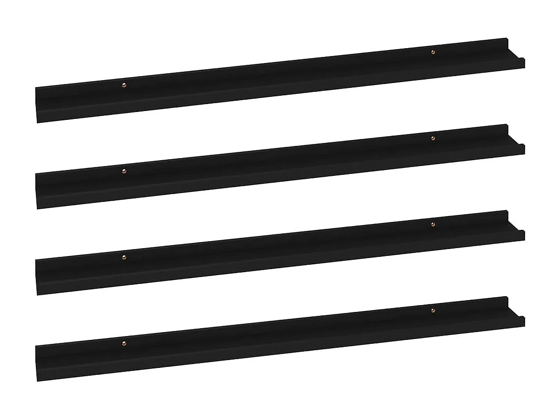Étagères murales 4 pcs Noir 100x9x3 cm