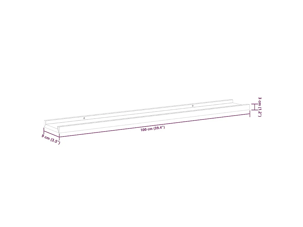 Wandschappen 4 st 100x9x3 cm zwart