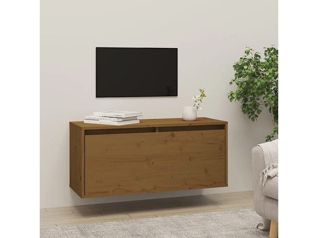 Armário de parede 80x30x35 cm pinho maciço castanho mel