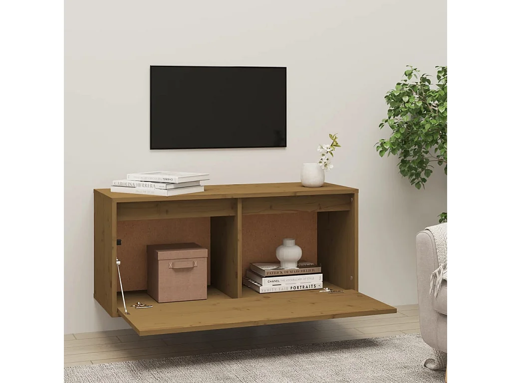 Armário de parede 80x30x35 cm pinho maciço castanho mel