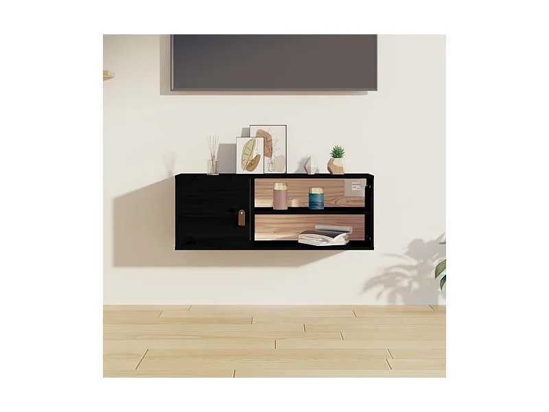 Armoire murale Noir 80x30x30 cm Bois de pin massif