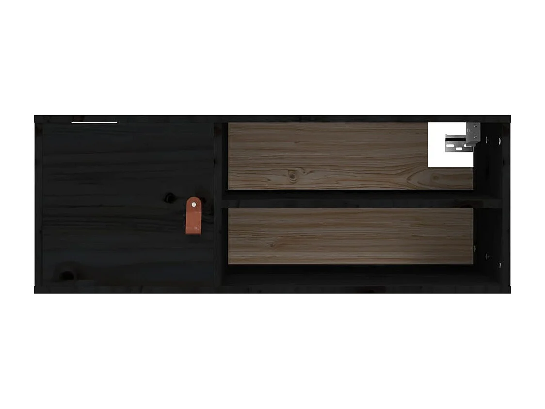 Armoire murale Noir 80x30x30 cm Bois de pin massif