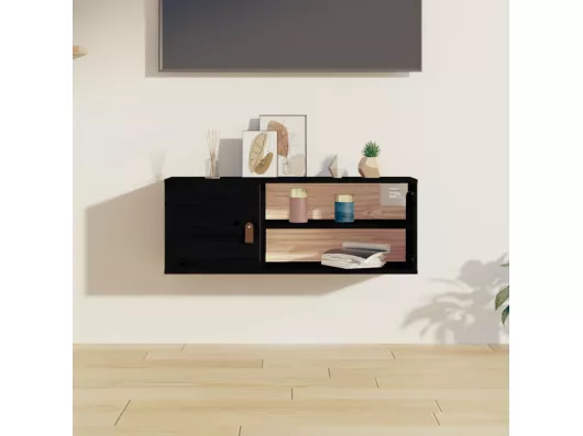 Kauf Unique Wandschrank Schwarz 80x30x30 cm Massivholz Kiefer