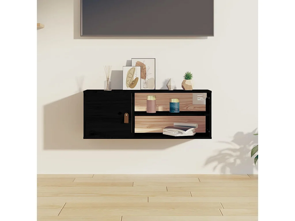 Wandkast 80x30x30 cm massief grenenhout zwart