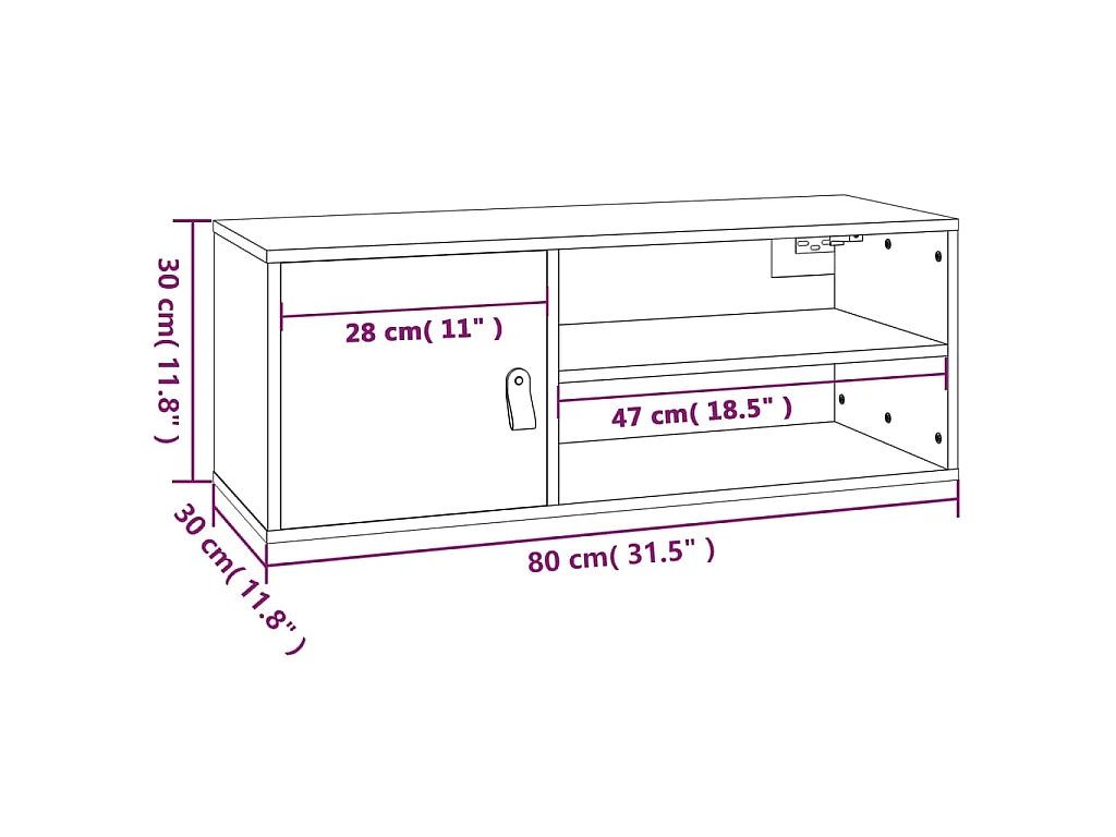 Wandkast 80x30x30 cm massief grenenhout zwart