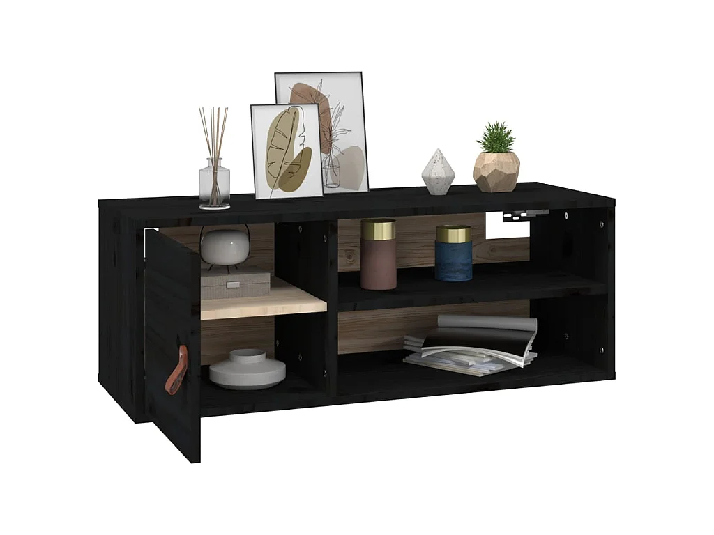 Wandkast 80x30x30 cm massief grenenhout zwart