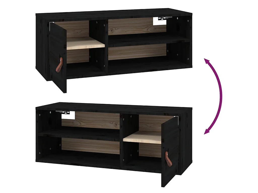 Wandkast 80x30x30 cm massief grenenhout zwart