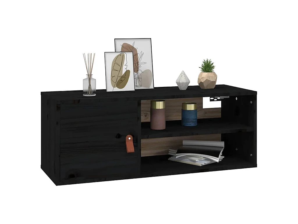Armoire murale Noir 80x30x30 cm Bois de pin massif